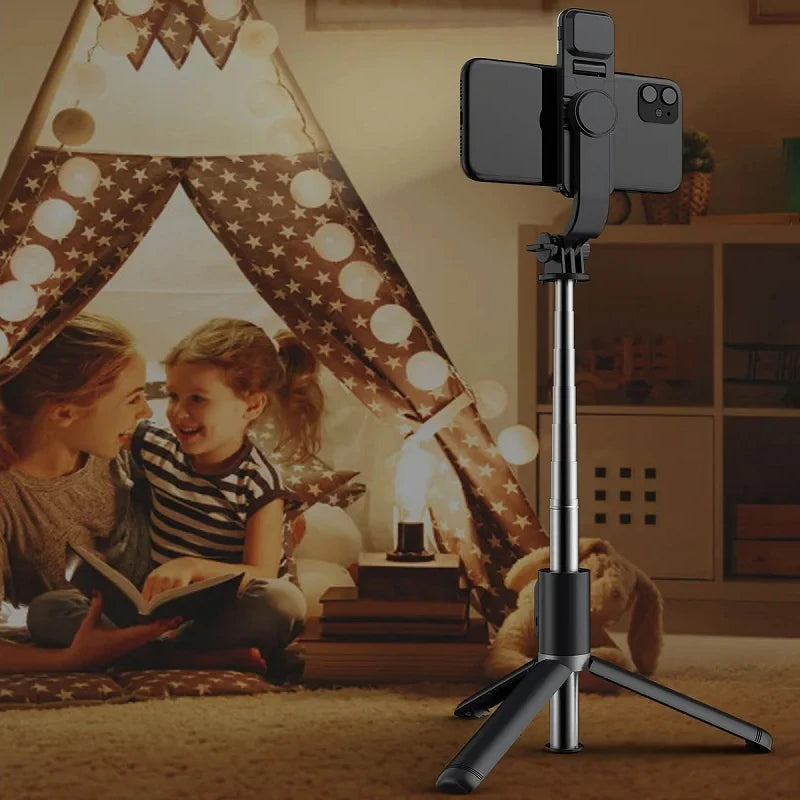 Extended Selfie Stick Tripod with Wireless Bluetooth Remote & LED Light