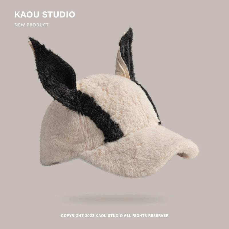 Funny Dog Ears Plush Baseball Cap | Warm Hip Hop Hat for All