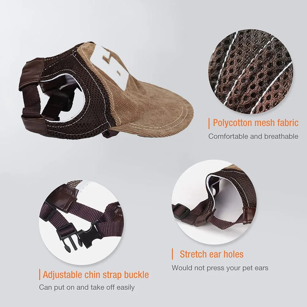 Dog Sunscreen Hat | Adjustable Baseball Cap for Outdoor Fun