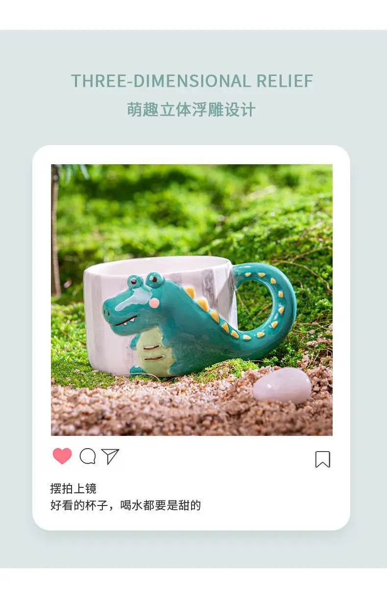 Cute Dinosaur Mug | Colorful Ceramic Coffee Cup for Home & Gifts