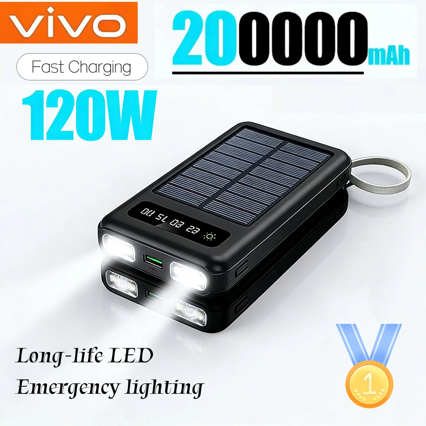 200000mAh Solar Power Bank | Fast Charging Portable Battery