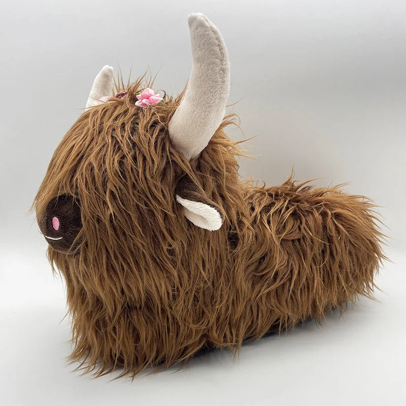 Highland Cattle Plush Slippers | Cozy Kawaii Animal Slides