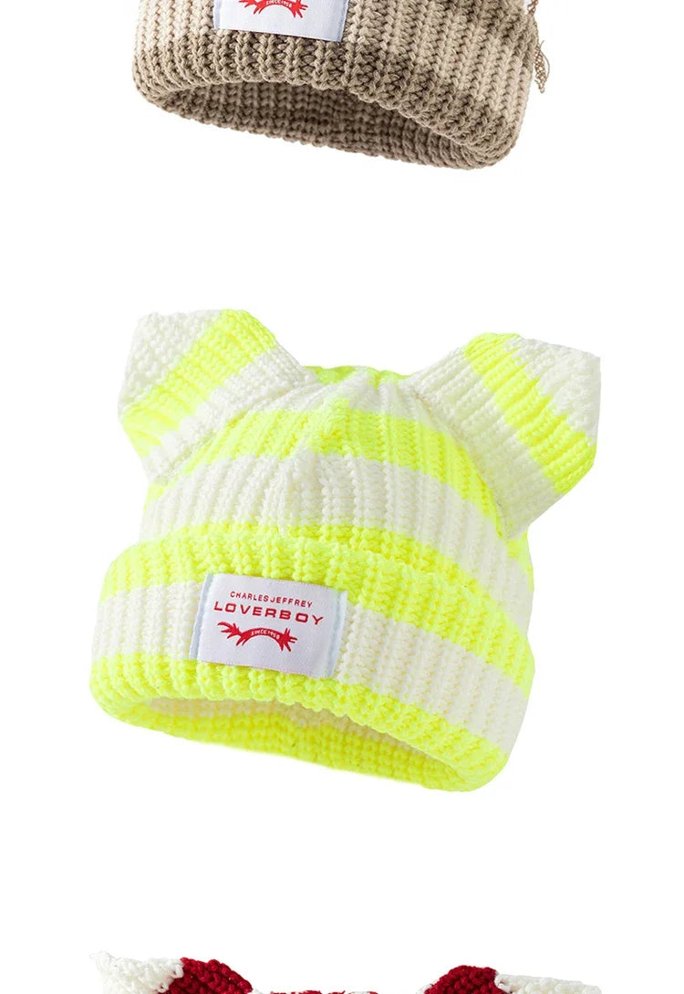 Unisex Cat Ear Beanie | Warm Crochet Knitted Skullies Hat