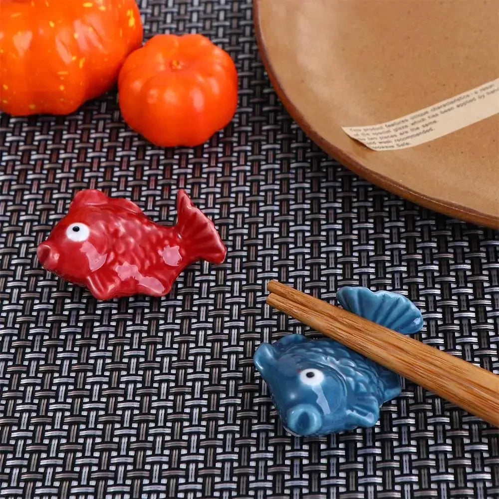 Cute Ceramic Fish-Shaped Chopsticks Holder | Creative Tableware Rack