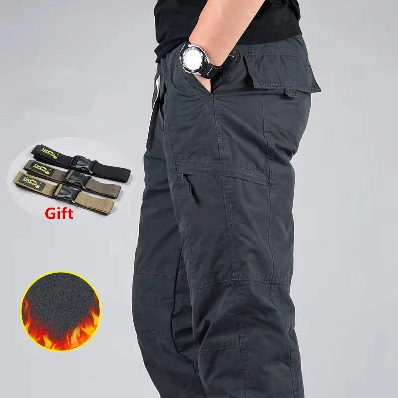 Men's Winter Fleece Cargo Pants | Warm & Casual Outdoor Trousers