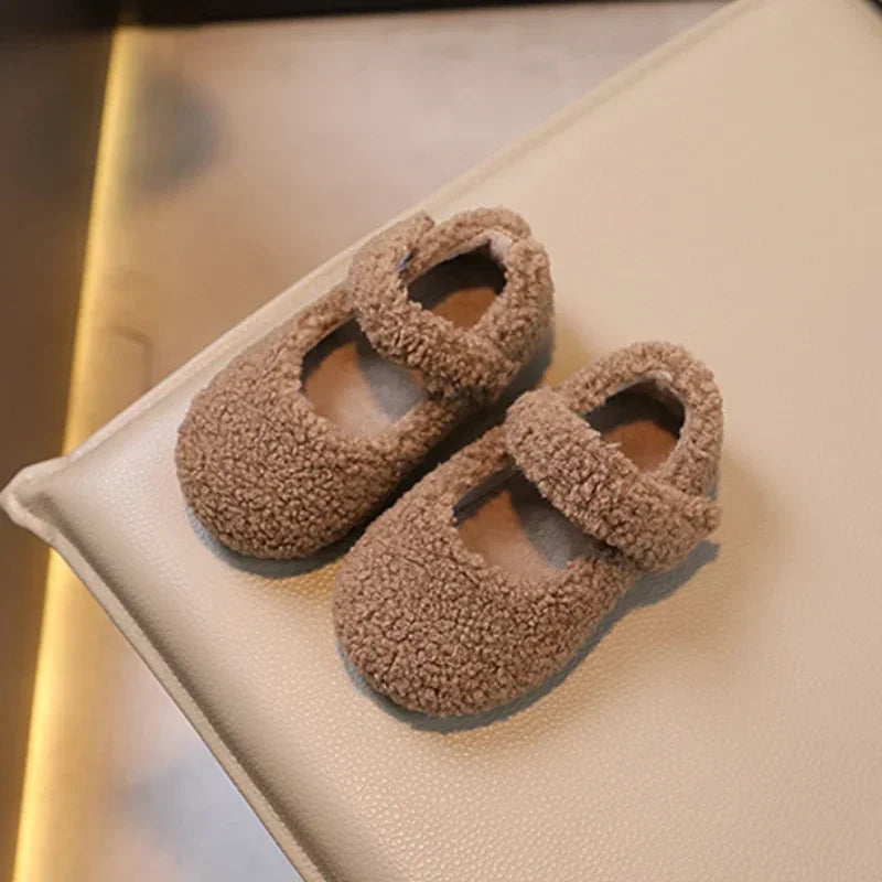 Cozy Velvet Mary Janes for Kids | Warm Plush Toe Winter Shoes