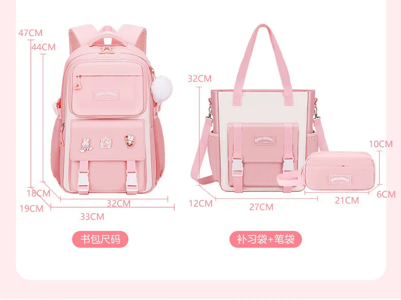 3-Piece Large-Capacity Children's Backpack for Middle School