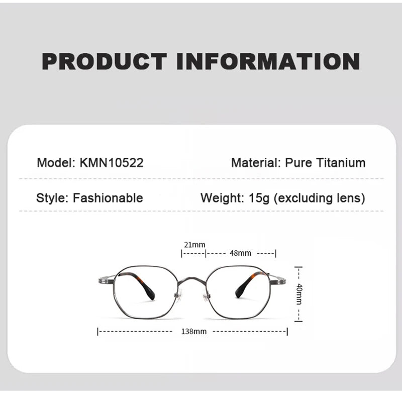 Luxury Retro Polygon Eyeglasses | Ultra-Light Pure Titanium Frames