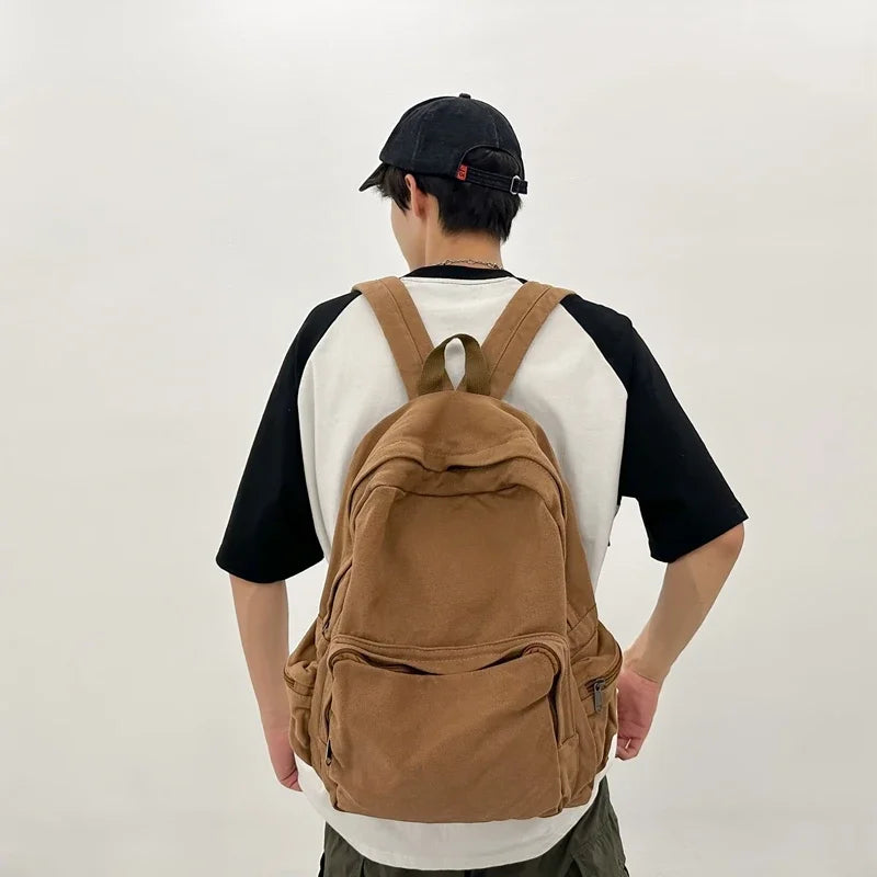 Vintage Washed Canvas Backpack | Stylish School & Travel Bag
