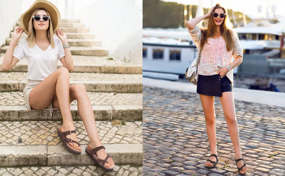 Women's Suede Sandals | Adjustable Buckle Cork Platform Footwear