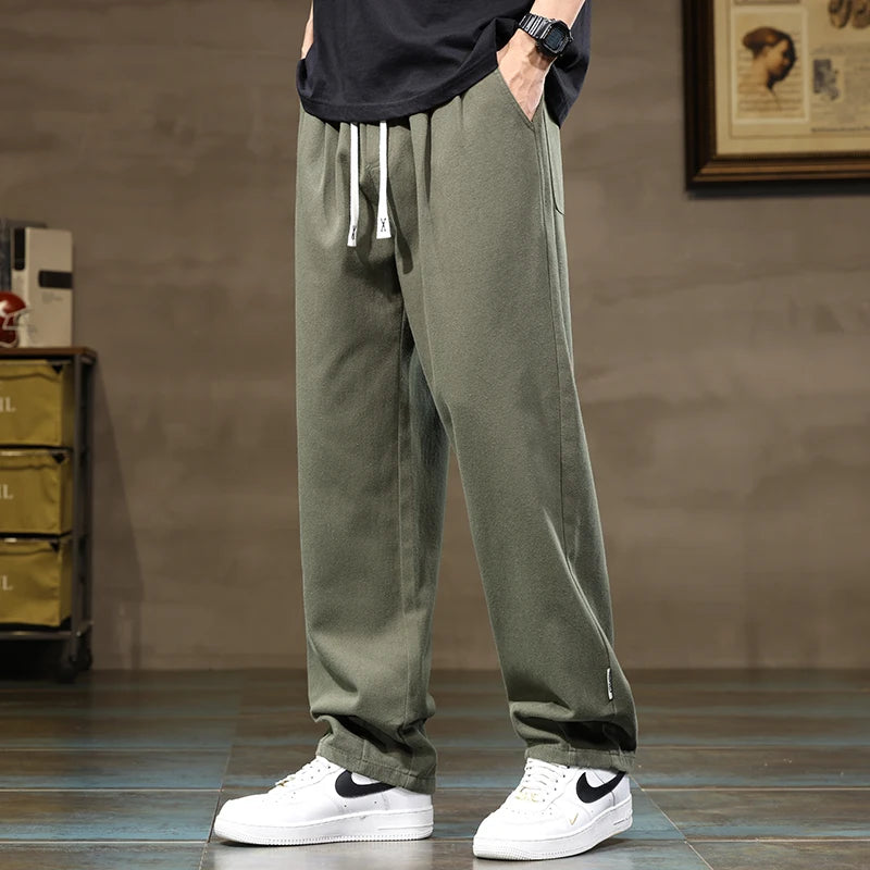 Comfortable Loose Men's Trousers | 100% Cotton Khaki Pants