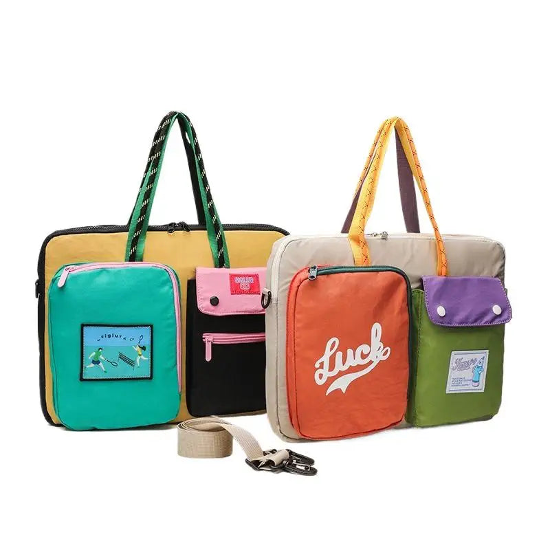 Women's Color Block Cartoon Pattern Computer Bag | Stylish & Portable