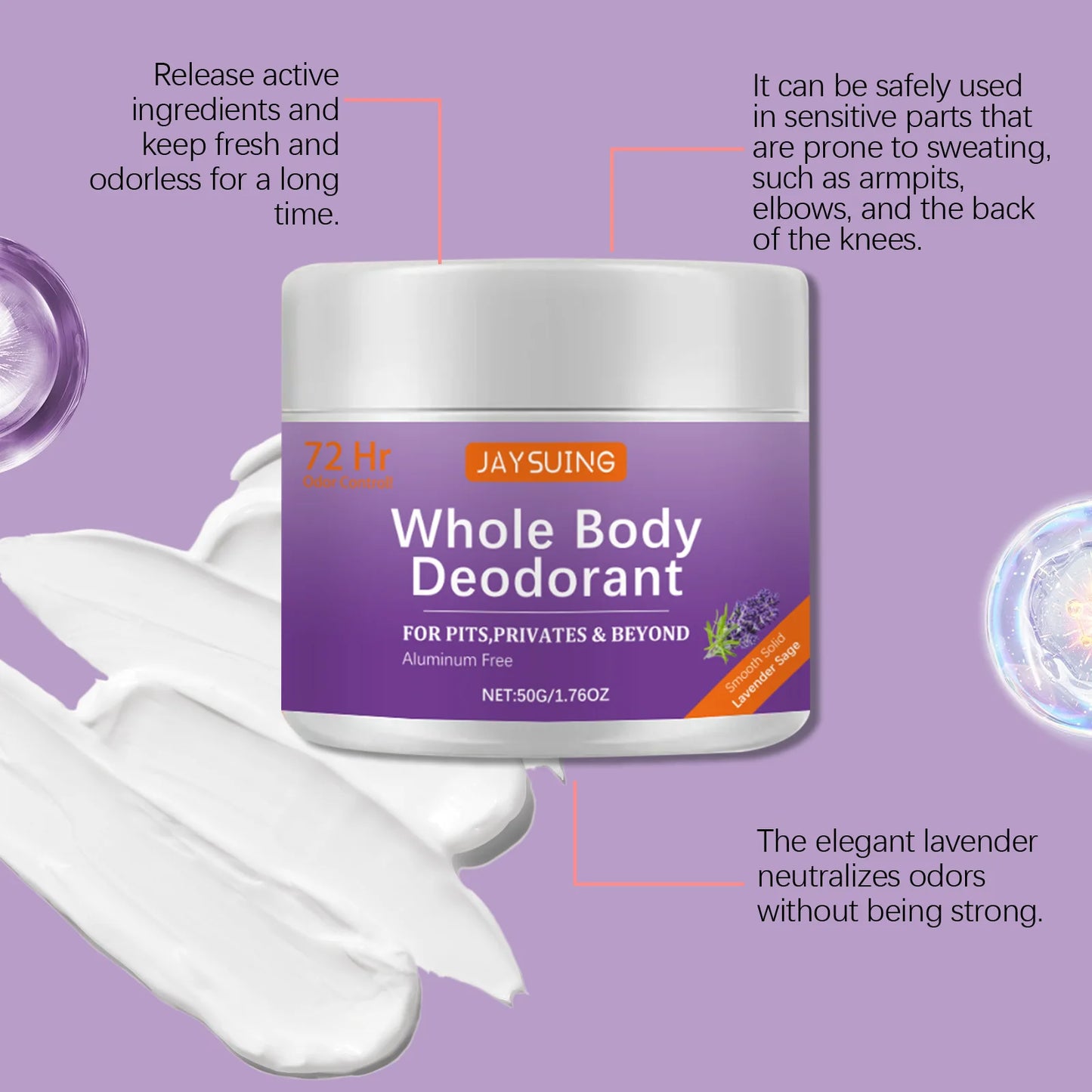 Whole Body Deodorant Cream | Lasting Odor Protection & Refreshing Aroma