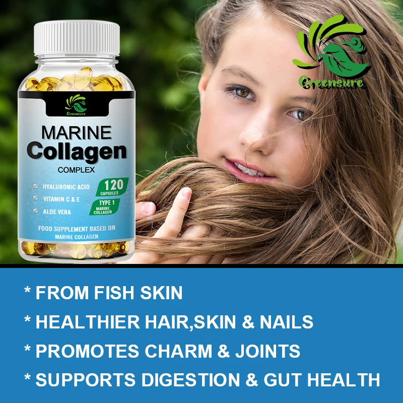 Marine Collagen Capsules for Healthy Joints, Hair, Skin & Nails