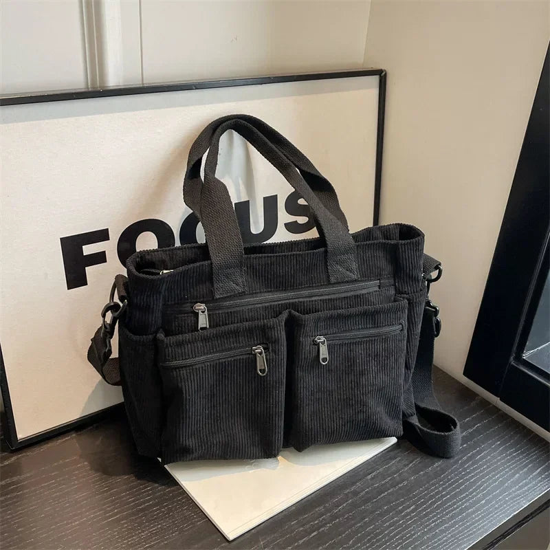 Large Capacity Casual Corduroy Messenger Bag | Versatile Tote for All