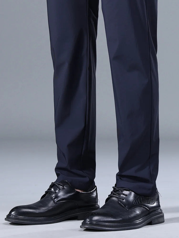 Men's Summer Stretch Smooth Trousers | Casual Business Pants