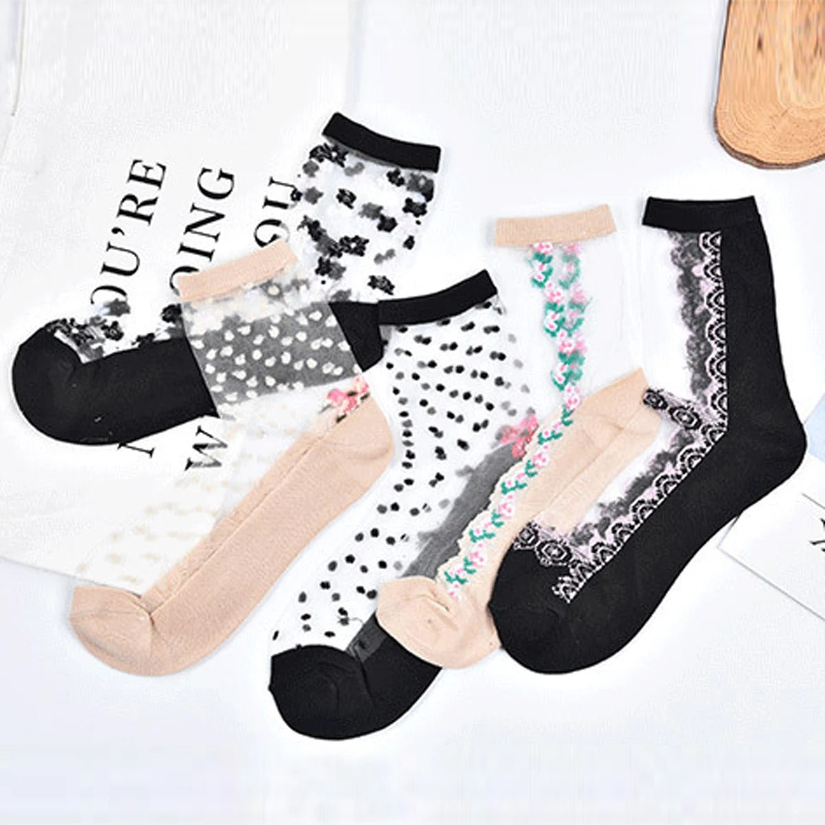 Women's Lace Socks | Stylish Thin Transparent Ankle Socks