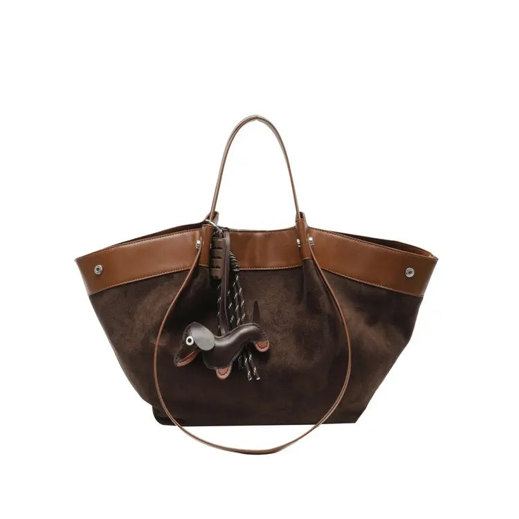 Bolso de hombro de piel suave de gamuza para mujer | Estilo casual de lujo