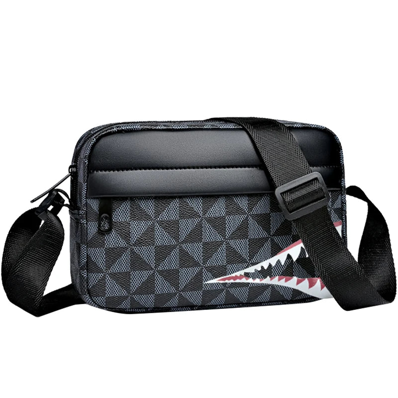 Stylish Shark-Pattern Men's Crossbody Bag | Practical Casual Shoulder Bag