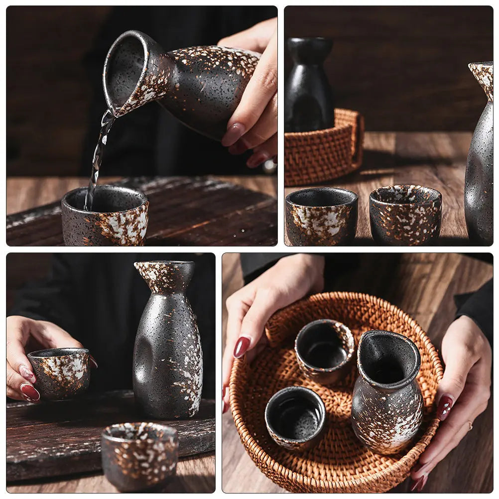Japanese Style Ceramic Sake and Wine Set | Retro Design Drinkware