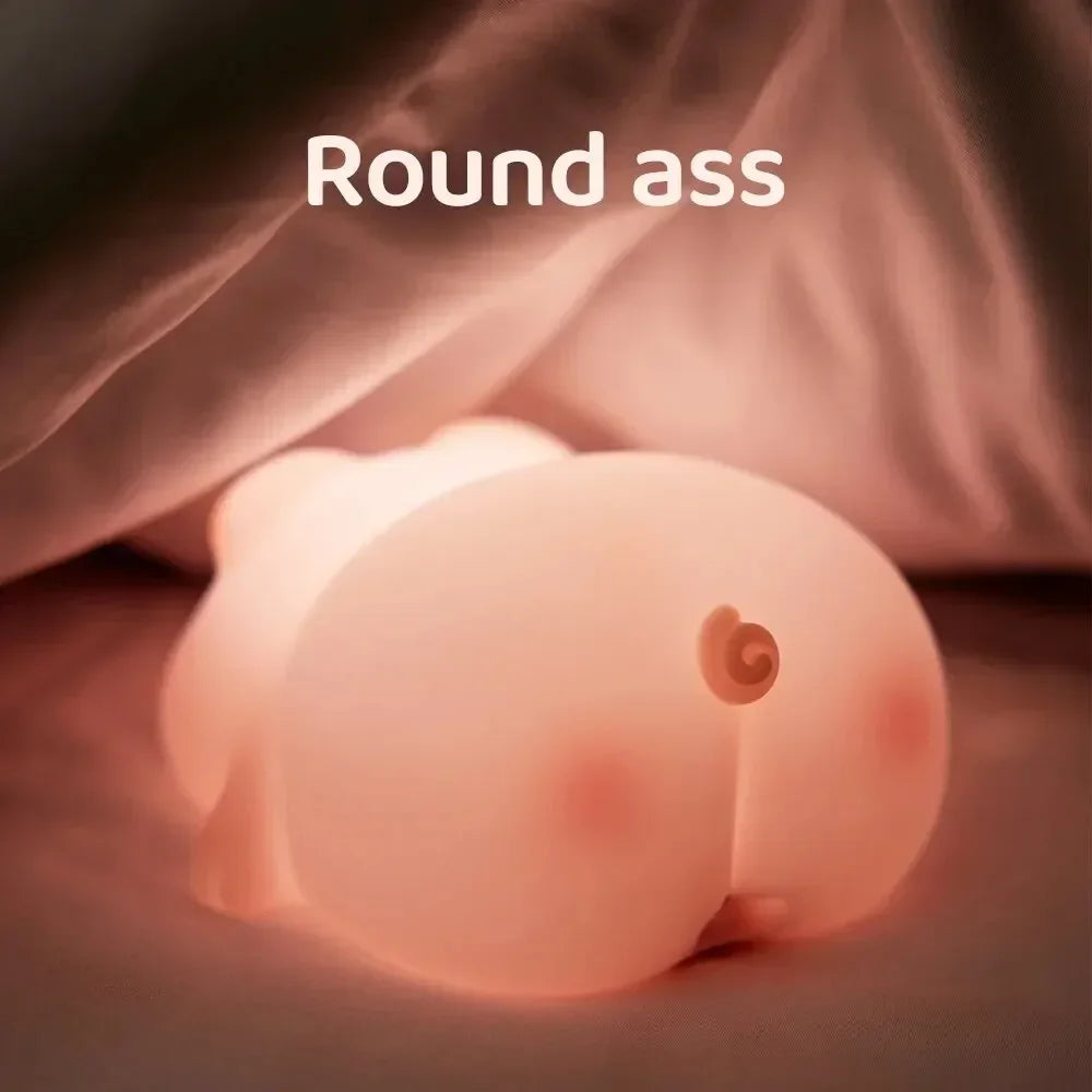 Cute Piggy Bunny Night Light | Soft Silicone Lamp for Kids