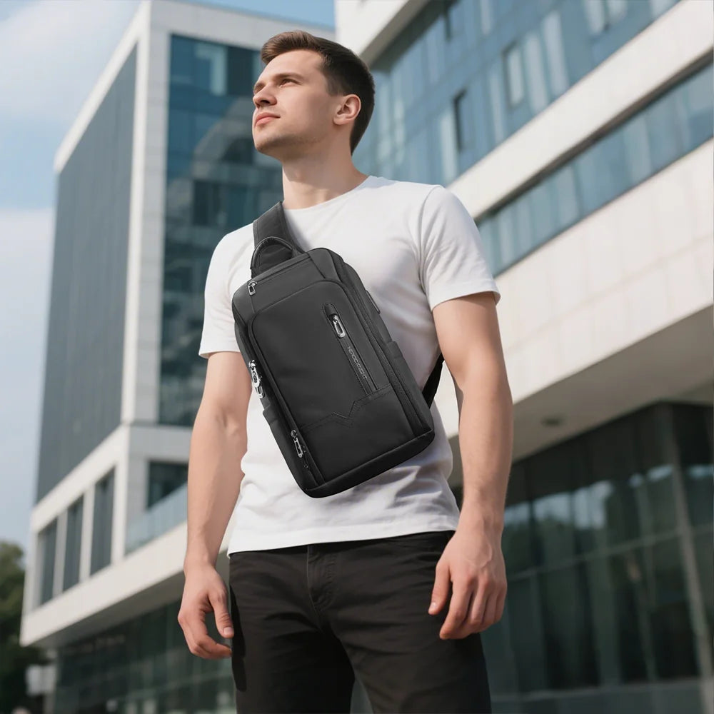 Men's Waterproof Anti-Theft Shoulder Sling Bag | Multi-Pocket Crossbody
