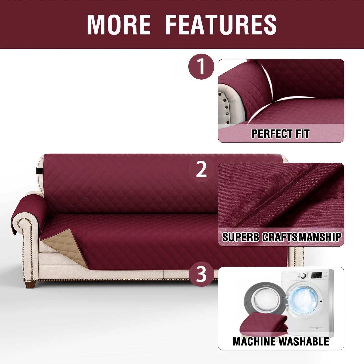 Waterproof Pet-Friendly Sofa Cover | Modern Diamond Pattern Slipcover
