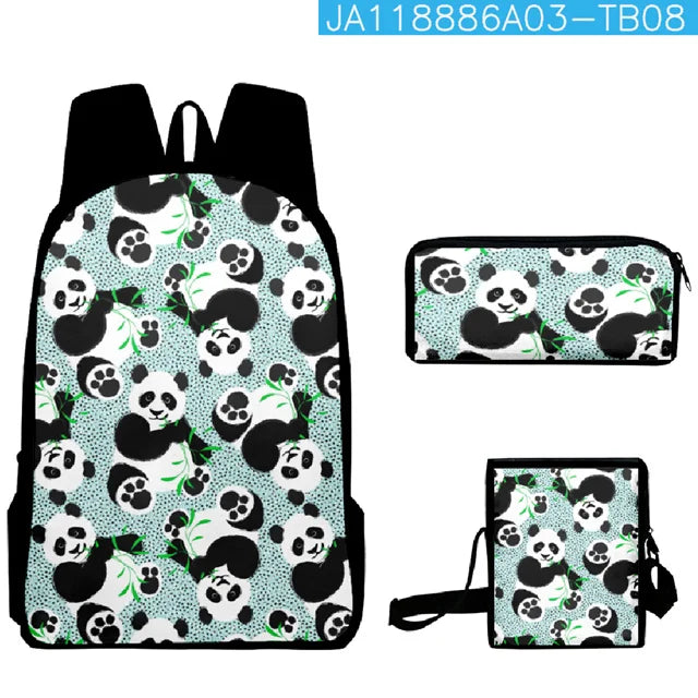Anime Panda Print Backpack | Trendy School Bag for Kids