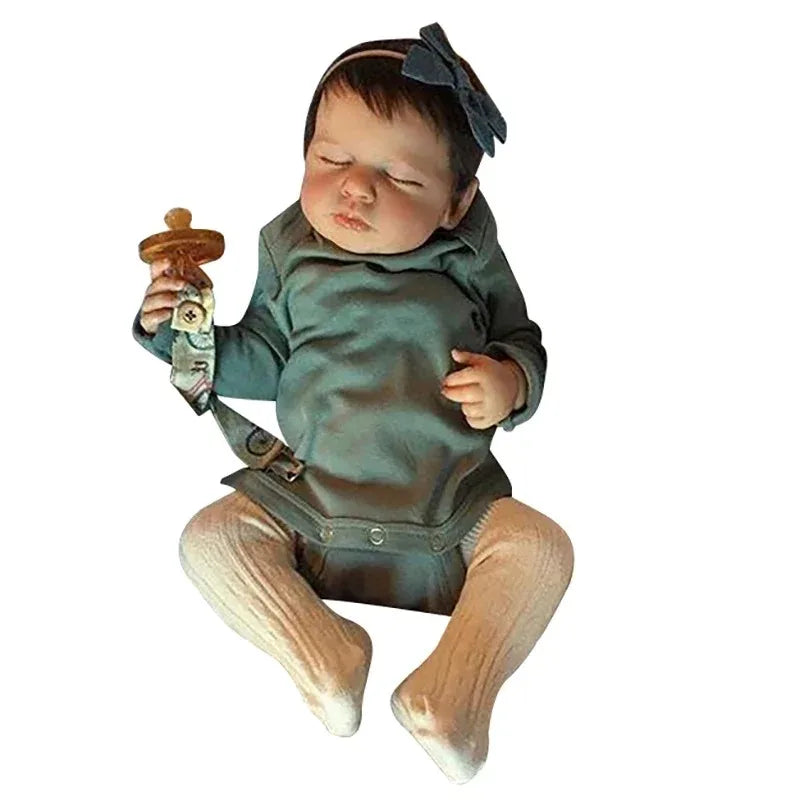 49cm Reborn Baby Doll with Soft Vinyl Body & Hand-Rooted Hair