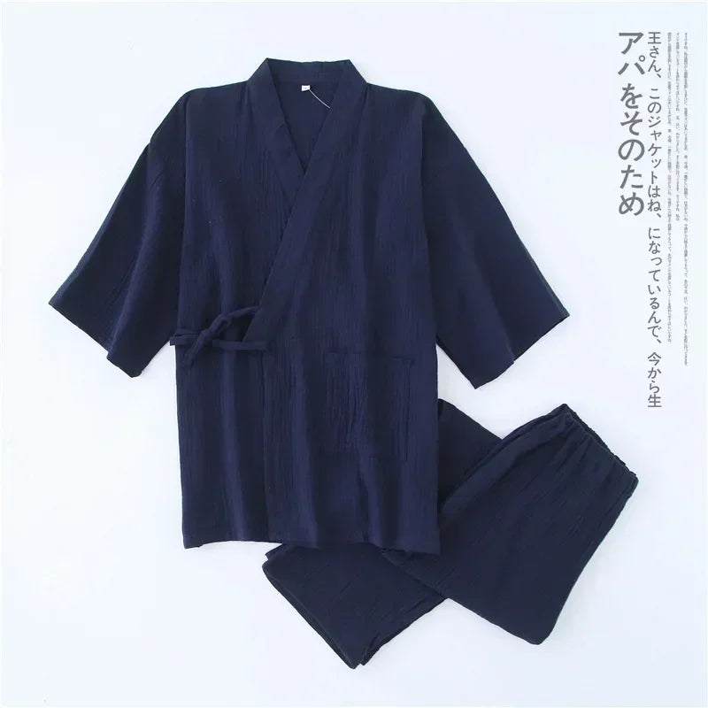 Men's Plus Size Cotton Kimono Pajamas | Stylish Comfort Homewear