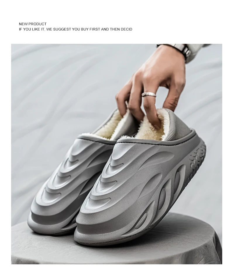 Men’s Velvet-Lined Winter Slippers | Cozy Non-Slip House Shoes
