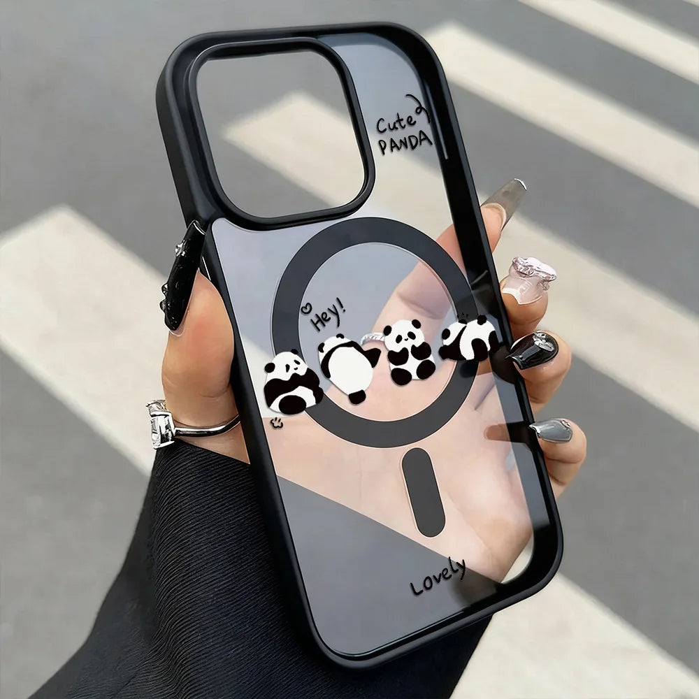 Funda de teléfono de lujo pintada de panda | Cubierta protectora a prueba de golpes
