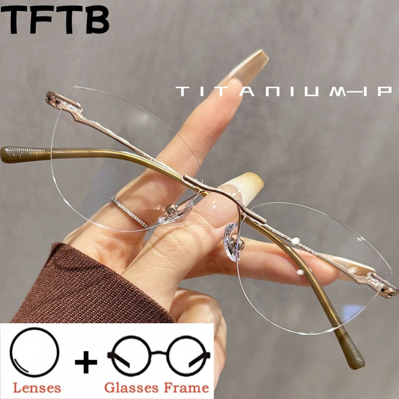 Cat Eye Prescription Rimless Glasses for Women | Stylish Eyewear