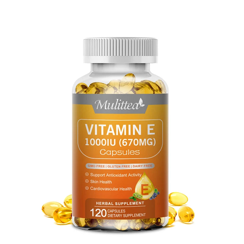 Vitamin E 1000 IU Capsules for Skin Nutrition & Immunity Boost