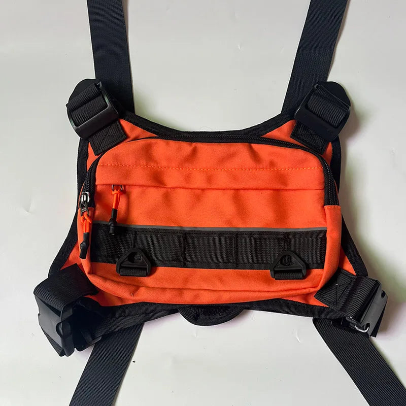 OutdoorStreetwear Men Chest Bag Trend Unisex Tactical Vest Backpack Multi-function Vest Pocket Sport Running Travel Chest Pack
