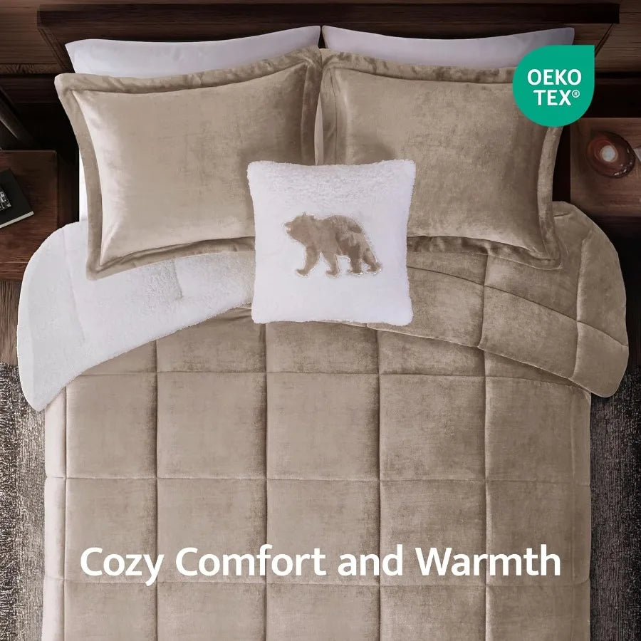 Reversible Plush Sherpa Comforter Set | Ultra Soft Winter Bedding