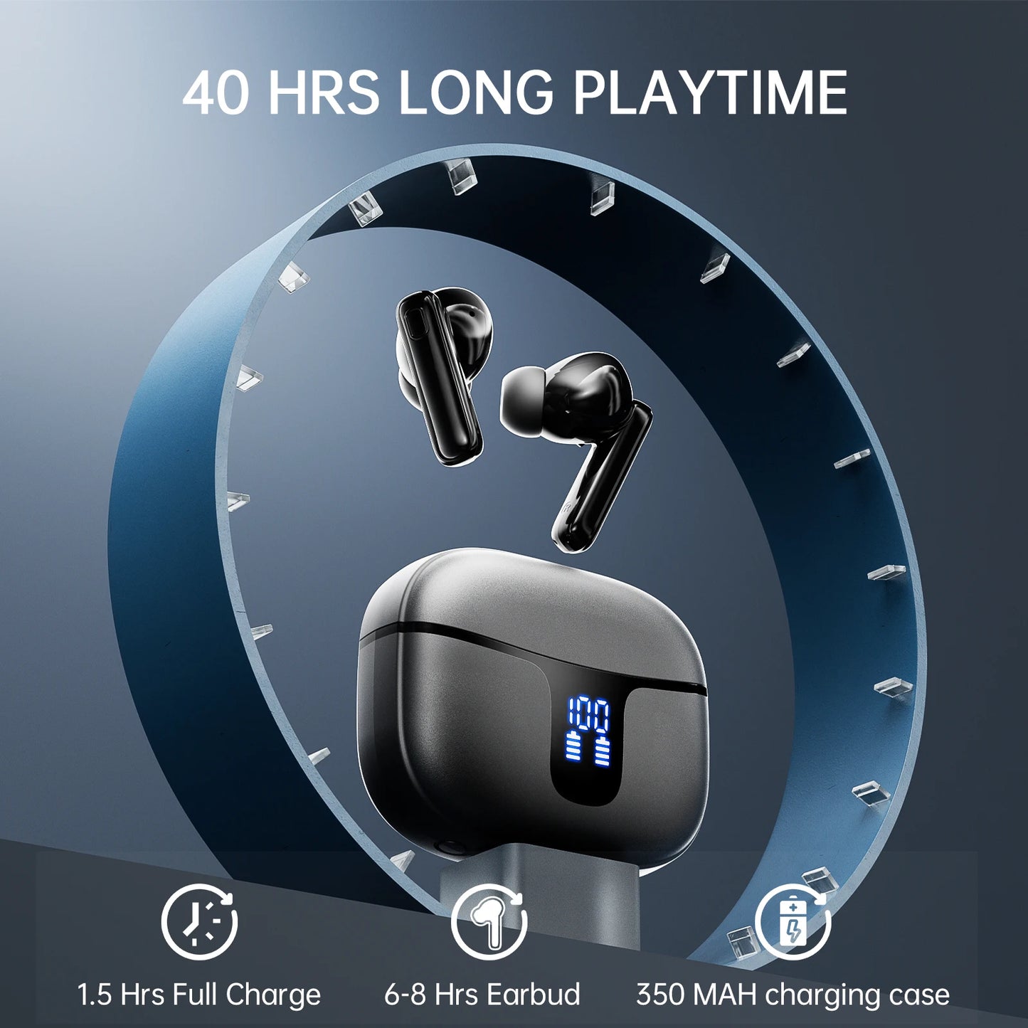 Wireless Earbuds with Bluetooth 5.3 | 40 Hours Playtime