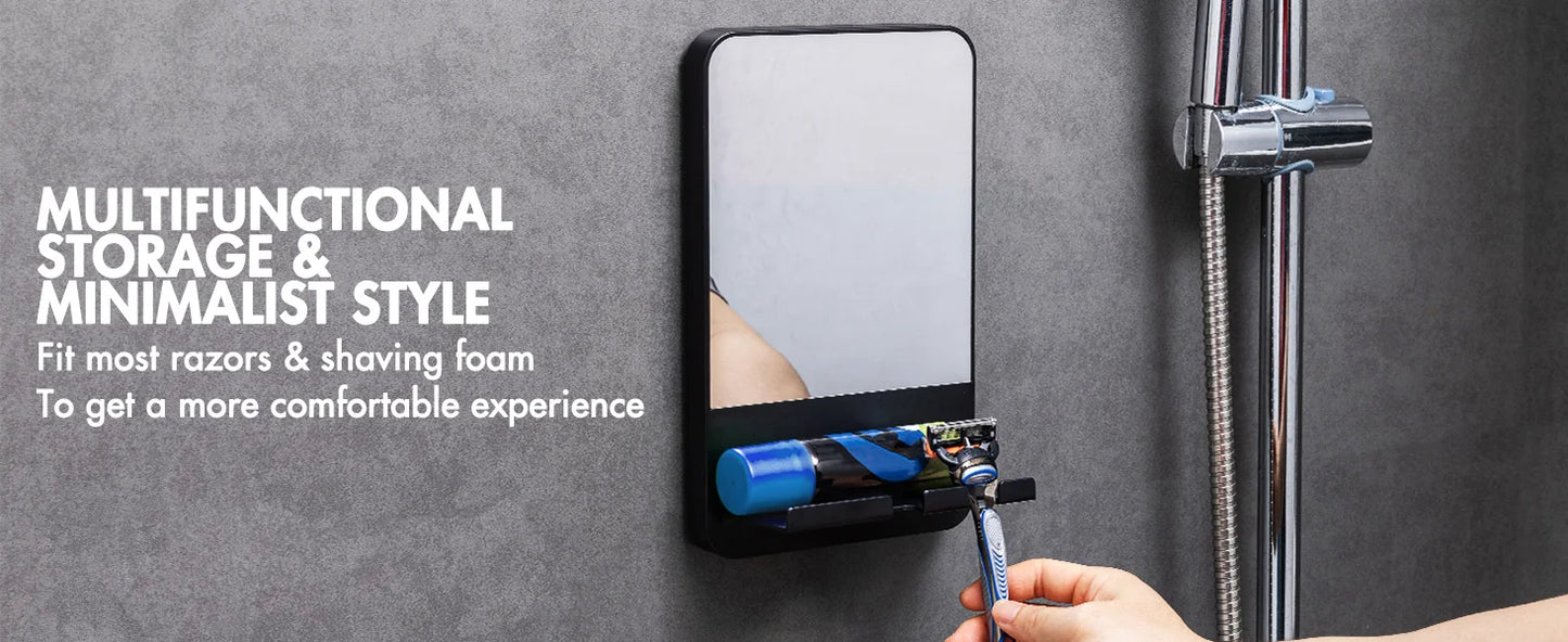 Fogless Shower Shaving Mirror with Storage Tray | Easy Installation