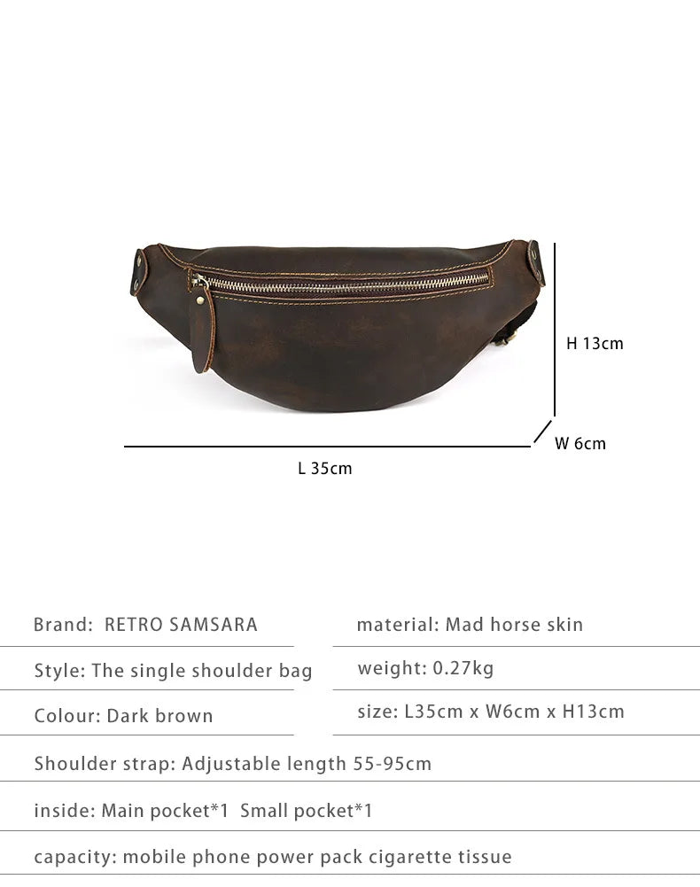 Men's RFID Anti-Theft Genuine Leather Sling Bag | Versatile Travel Pack
