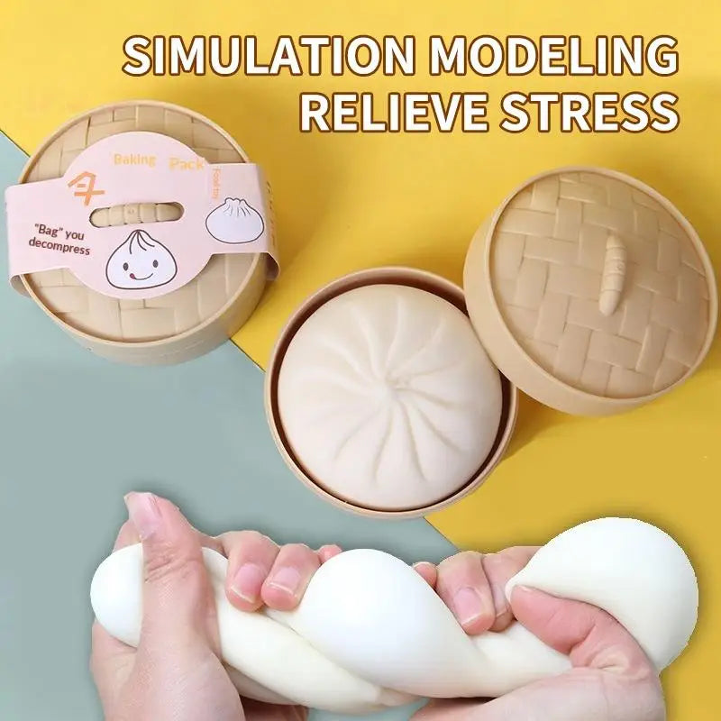 Steamed Stuff Bun Anti-Stress Ball Fidgets Toy Dumpling Squishies Soft Slowing Rebound Foam Toy Ultra-Soft Decompression
