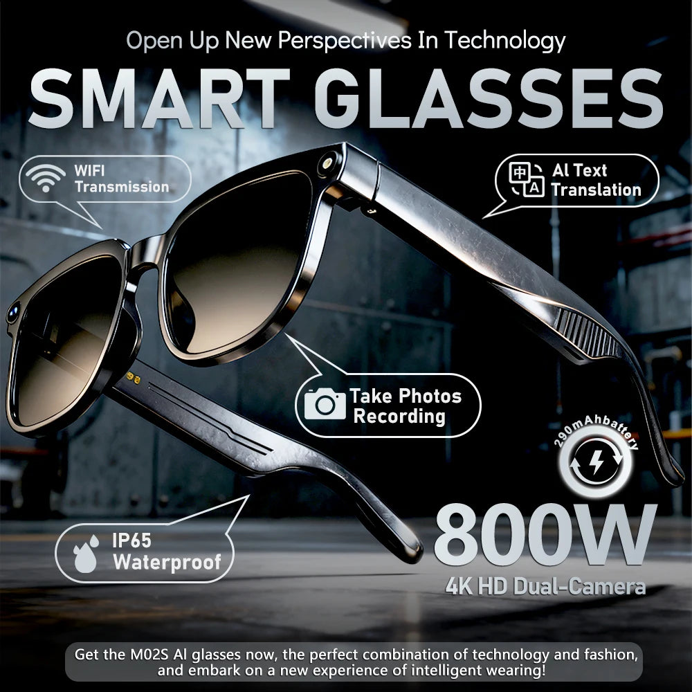Men's AI Smart Glasses | Dual Camera Translation & Bluetooth Calling