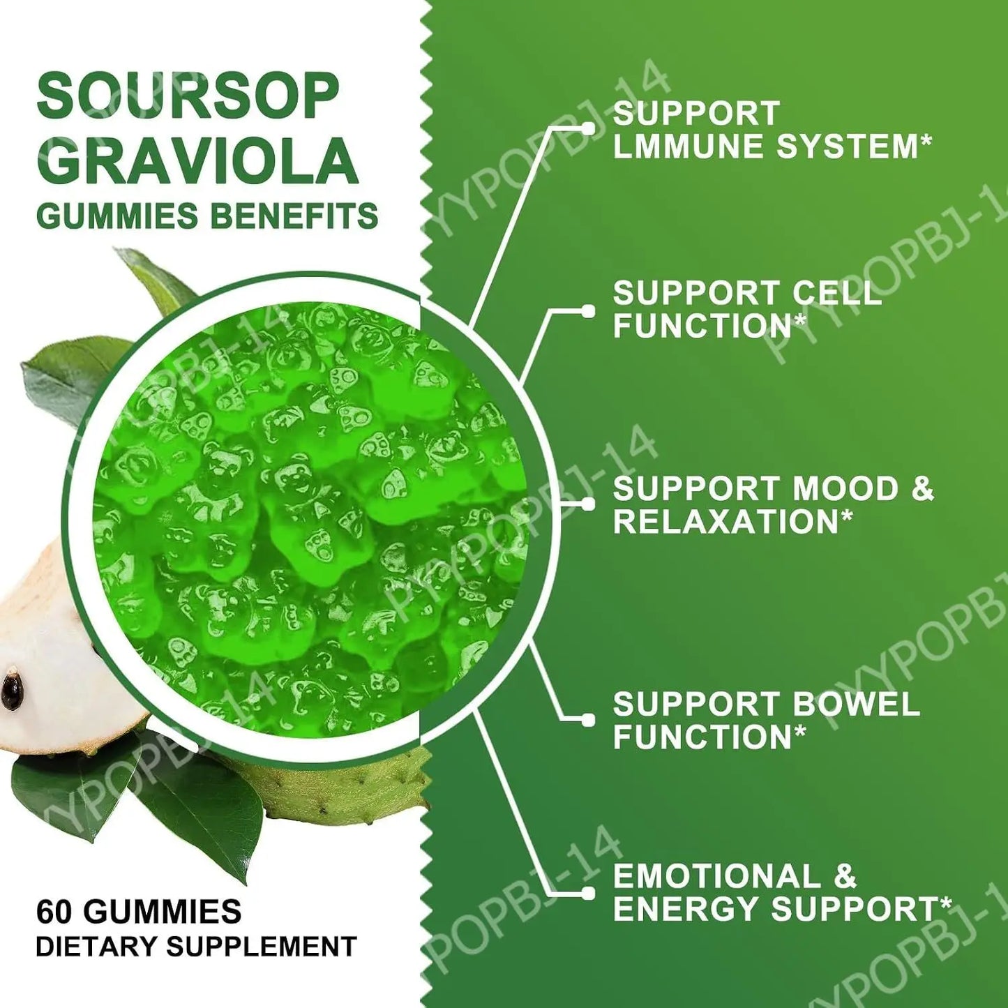 Soursop Graviola Gummies with Sea Moss & Vitamin C | Immune Support