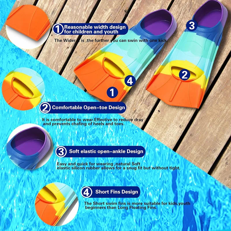 Versatile Silicone Swim Fins for Kids & Adults | Ideal for Beginners
