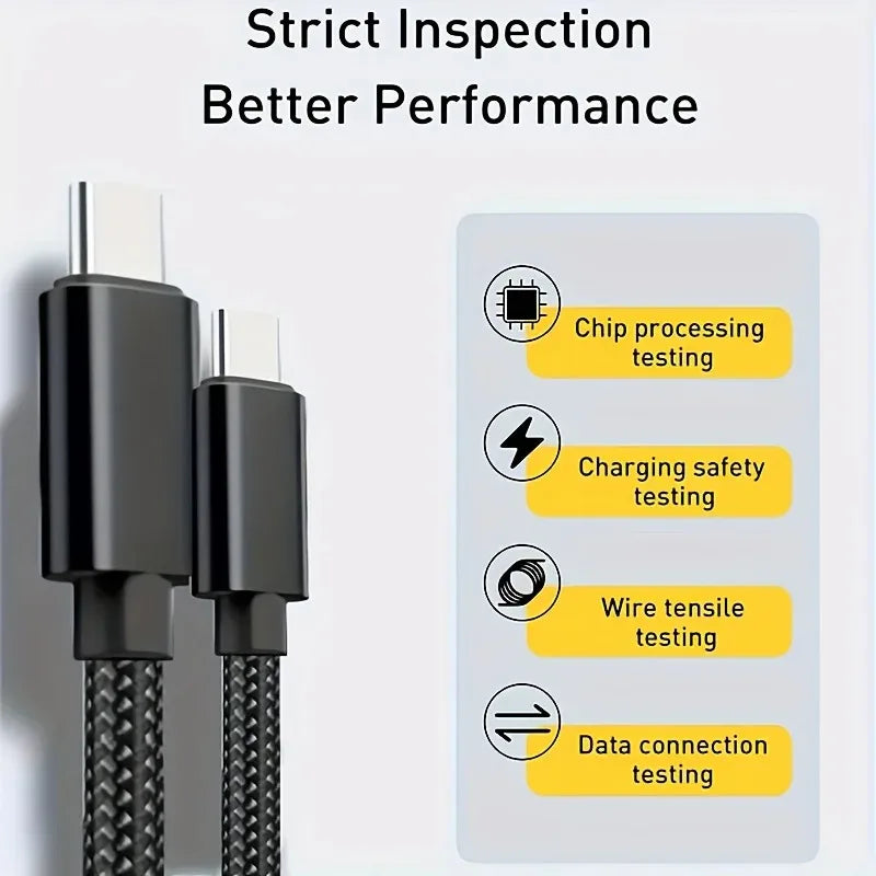 60W Quick Type C to Type C Fast Charging Data Cable