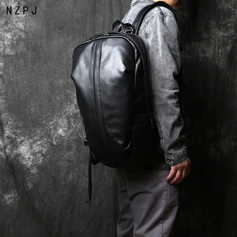 Mochila de piel auténtica de gran capacidad para hombre | Perfecta para viajes y negocios