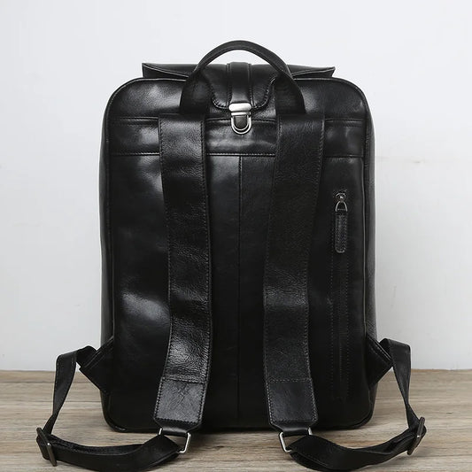 Mochila de cuero vintage para hombre | Bolso para portátil de gran capacidad