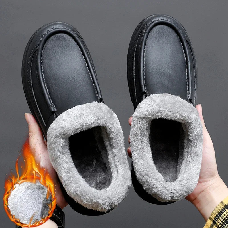 Men’s Waterproof Winter Work Slippers | Warm Anti-Slip Casual Shoes