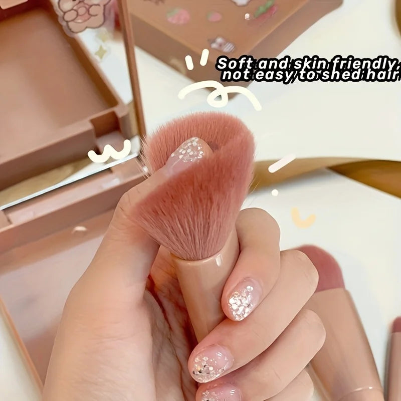 Portable Makeup Brush Set with Mirror | Travel-Friendly Beauty Kit