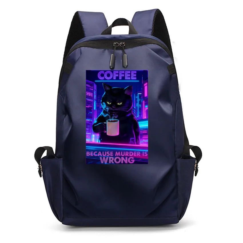 Cute Waterproof Men's Business Laptop Backpack with Cat Print