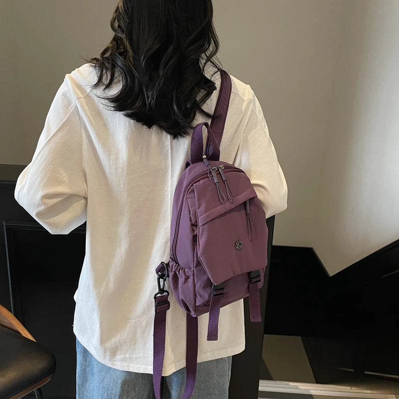 Versatile Solid Color Unisex Small Backpack | Large Capacity Design